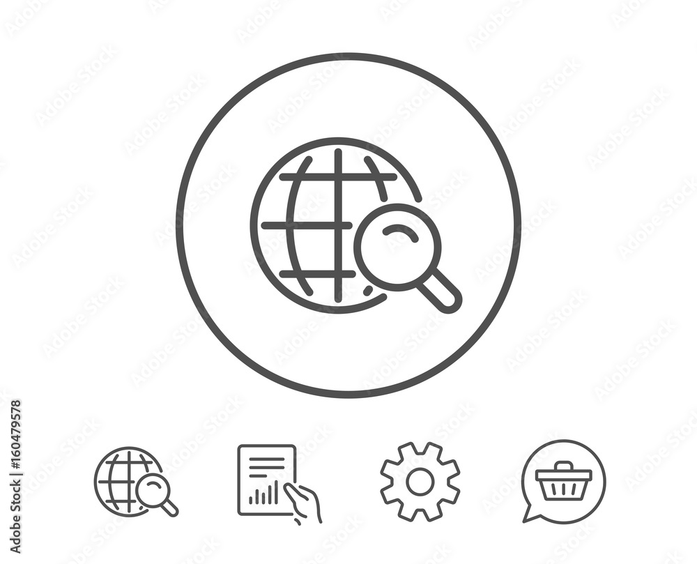Global Search line icon. World sign. Global Search line icon. World sign.