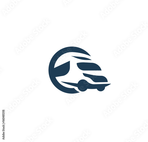 Truck abstract logo in circle shape vector logotype. Black color logistics business sign template. Simple symbol symbolizing the carriage