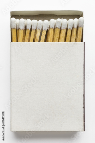 Closeup of matchbox, isolated on white