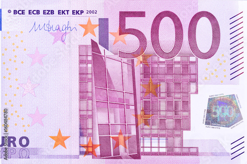 Closeup photo of a part of five hundred euro note.