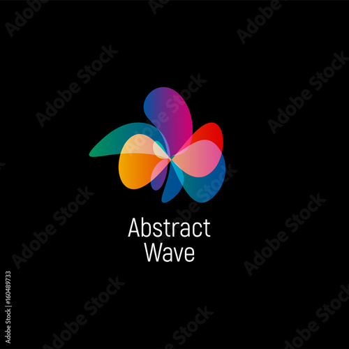 Wavy abstract vector logo. Smooth gradients and colorful cosmic and high technology oval shapes.
