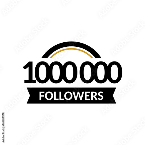 1000000 followers and friends, 1M anniversary congratulations design banner template. Black and gold vector illustration.