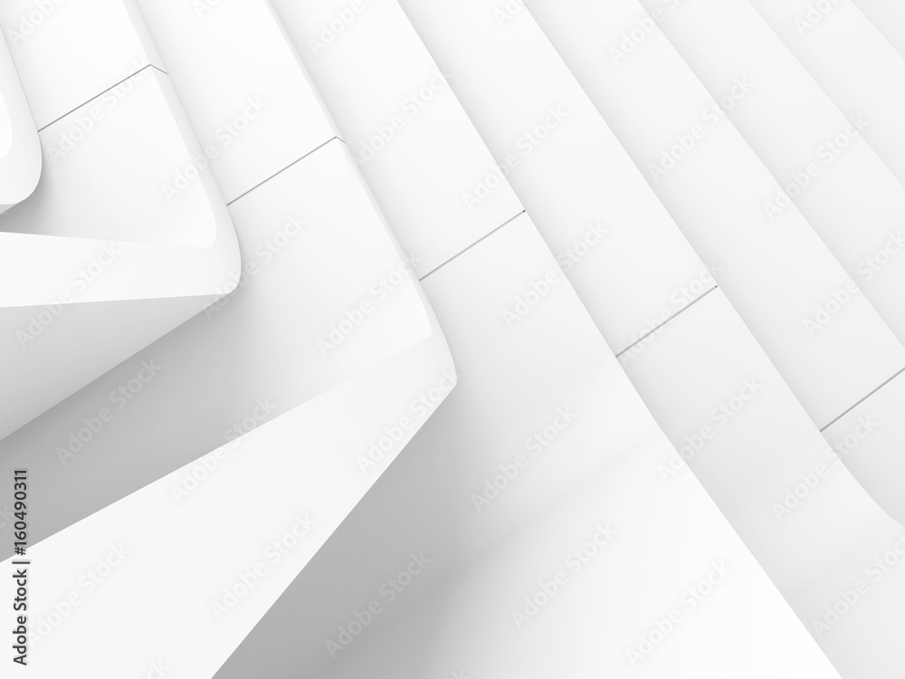 Fototapeta Biała abstrakcjonistyczna nowożytna architektura, 3d sztuka