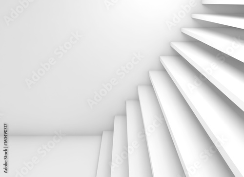 Empty white stairs goes up, 3d illustration