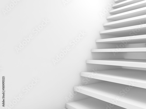 Abstract cg background  empty white stairs goes up  3d illustration