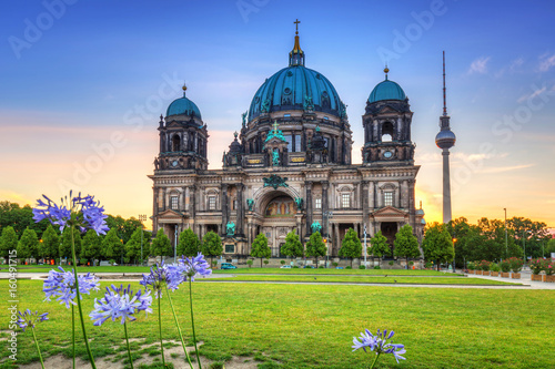 Berlin Cathedral (Berliner Dom) and TV Tower at sunrise, Germany