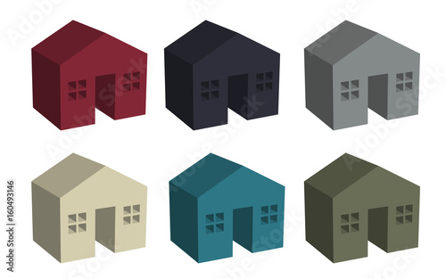 Building houses icon in 3D, vector