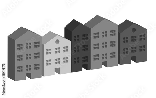 Building housing street in grey, vector