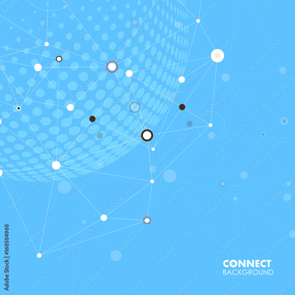 Vector halftone circle witn molecule connect Vector halftone circle witn molecule connect