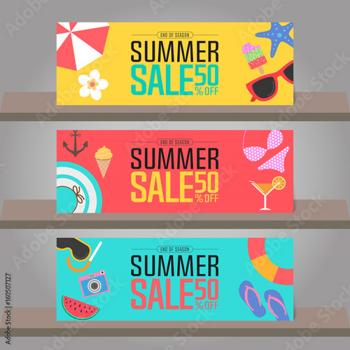 Summer sale background for template design. Vector illustration.