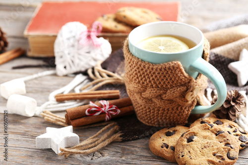 Cup of tea on a wooden table