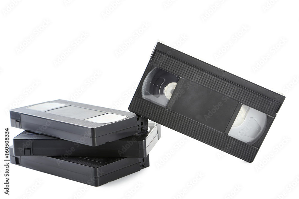 Video cassette tapes isolated on white background
