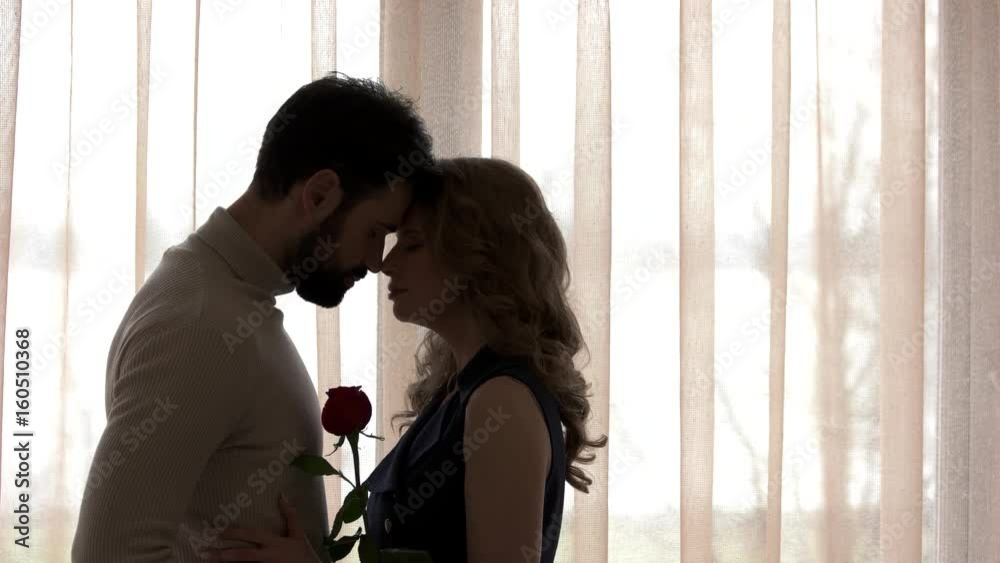 Couple with eyes closed. Woman, man and rose. Is this a dream. Couple with eyes closed. Woman, man and rose. Is this a dream.