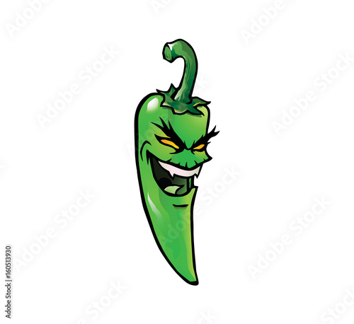 Evil green hot chili pepper