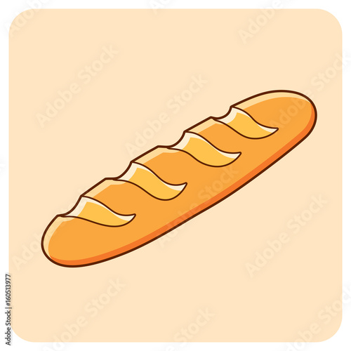 Baguette bread icon isolated.