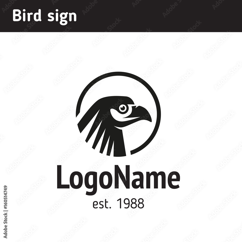 Obraz premium Logo template of a falcon with a wing in the form of a point