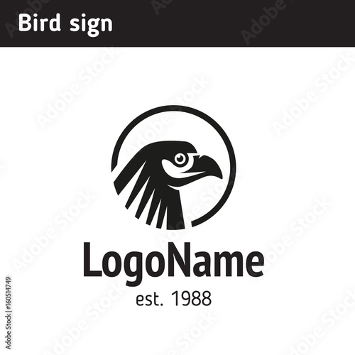 Logo template of a falcon with a wing in the form of a point