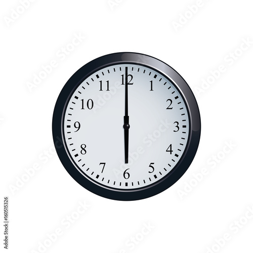 Wall clock set at 6 o'clock