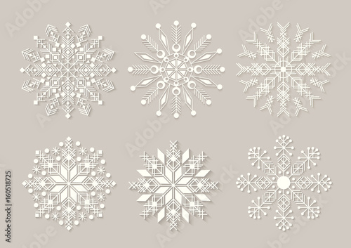  Snowflakes set. Background for winter and christmas theme. Vector illustration. EPS10.
