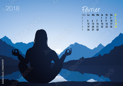 CALENDRIER - 2018 - Yoga - Zen - Février