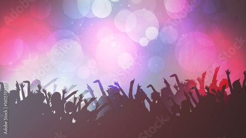 Party People Crowd, Festive Disco Event Background - Vector Illustration.