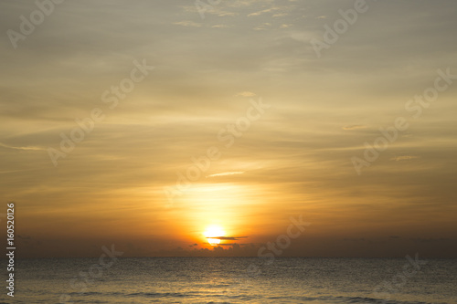 Sunset sunrise golden sky over the sea Thailand.
