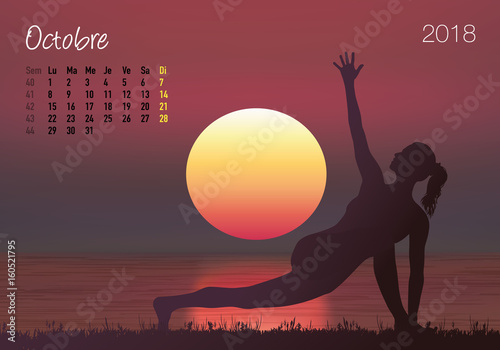 CALENDRIER - 2018 - Yoga - Zen - Octobre