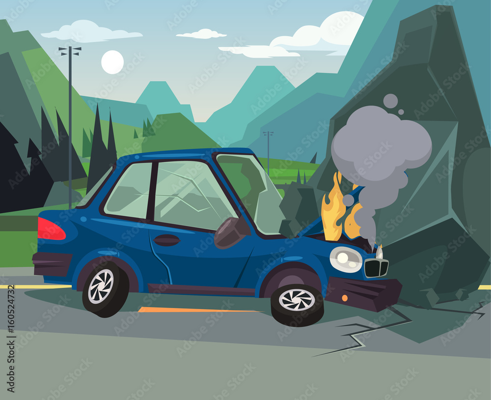 Car accident. Vector flat cartoon illustration Car accident. Vector flat cartoon illustration