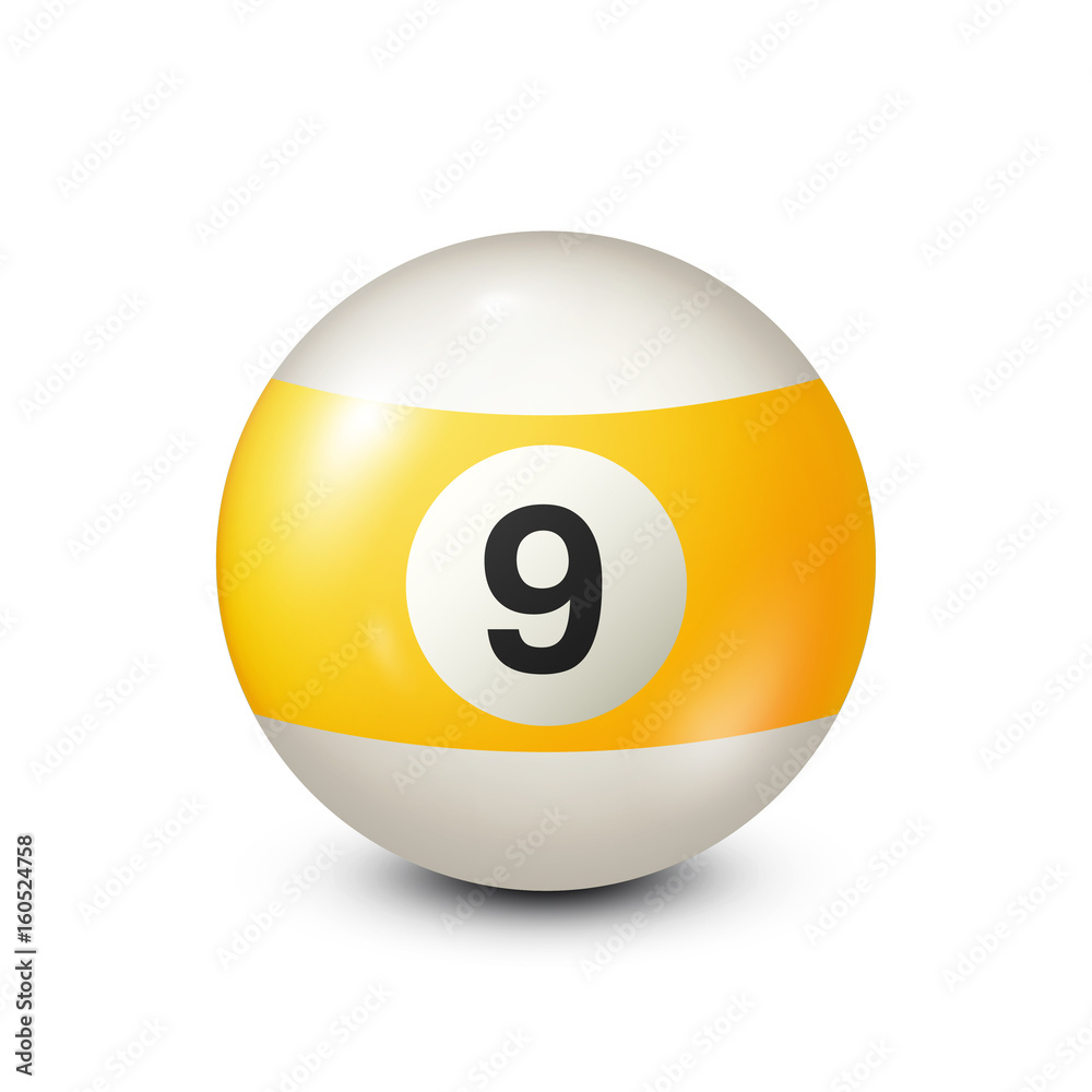 Billiard,yellow pool ball with number 9.Snooker. Transparent  background.Vector illustration. Stock-Vektorgrafik | Adobe Stock