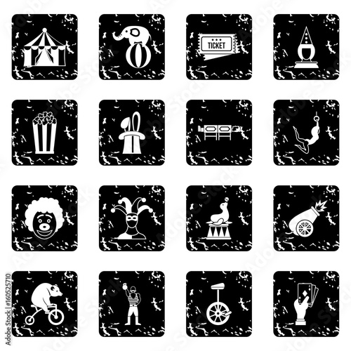 Circus entertainment icons set, simple style