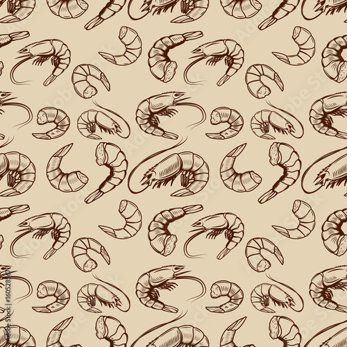 Seamless pattern with shrimps. Design element for poster, wrapping paper. Vector illustration