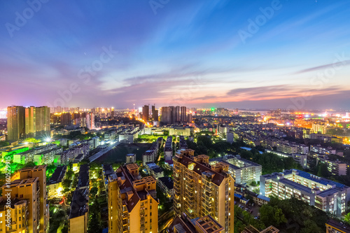 jiujiang cityscape in sunset