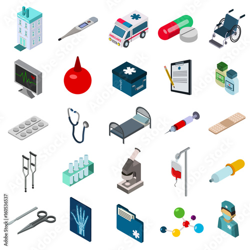 medicine icon isometric set