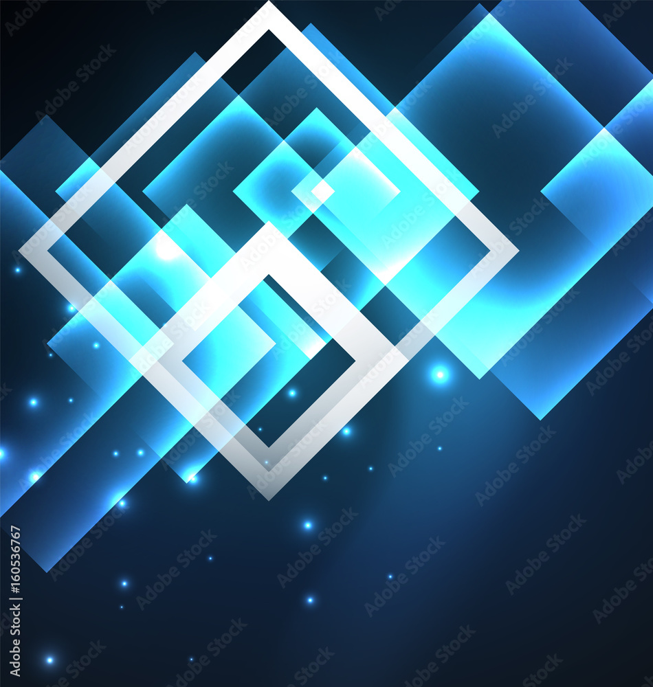 Fototapeta premium Dark background design with squares and shiny glowing effects