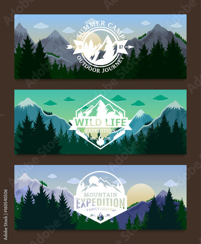 Mountains adventures horizontal banner