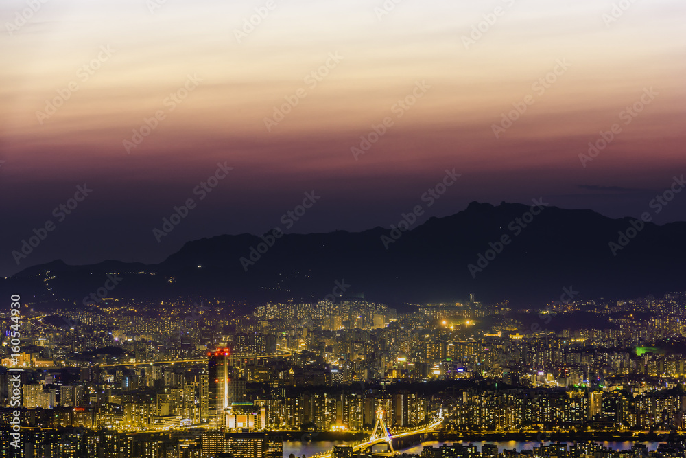 Twilight Seoul capital city,South Korea.