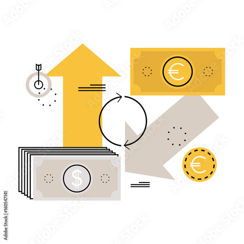 Currency exchange, money converting flat vector illustration design for mobile and web graphics