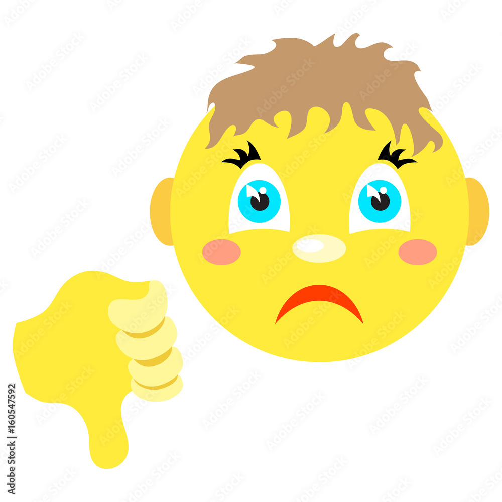 Smiley boy with thumb thumb down. Smiley boy with thumb thumb down.