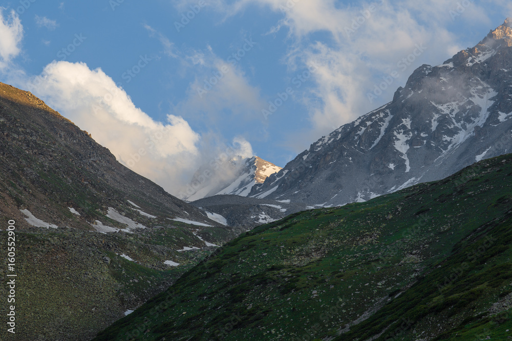 Clouds on the tops of mountains, Kazakhstan, Kyrgyzstan, Almaty