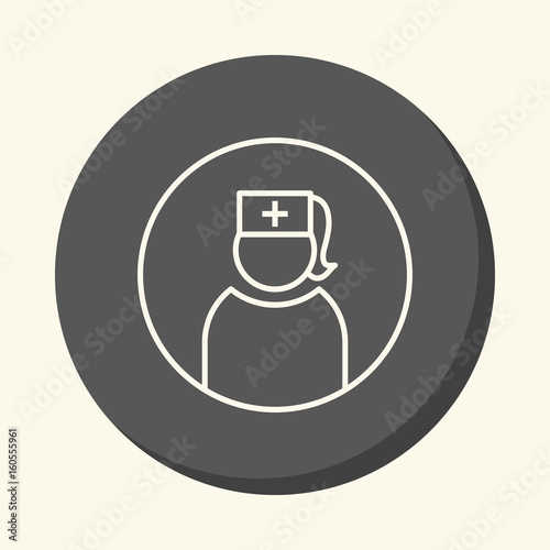 Avatar silhouette of woman medical worker, vector round linear icon with illusion of volume, simple color change