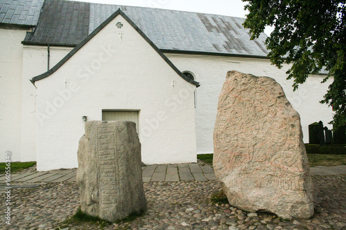Billede på lærred The church of Jelling and rune stones