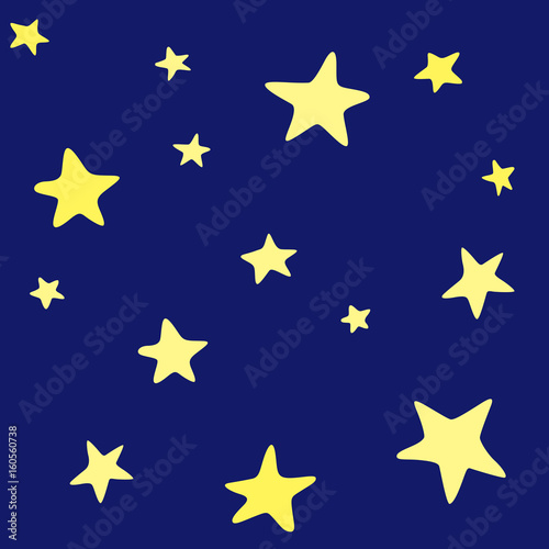 Vector Abstract Holiday Seamless Pattern with Yellow Stars on Blue Background