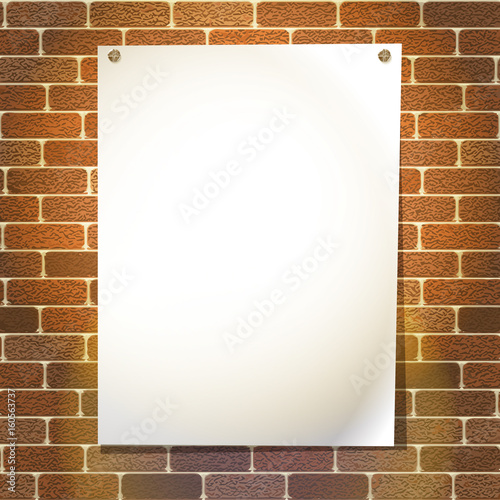 Vintage poster template mockup on brick wall