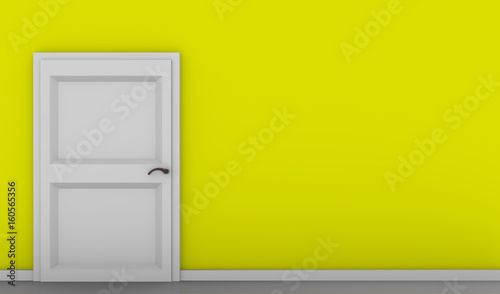 Yellow vintage room with white door