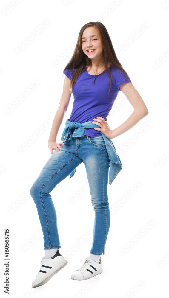 Cute pretty girl on white background Cute pretty girl on white background
