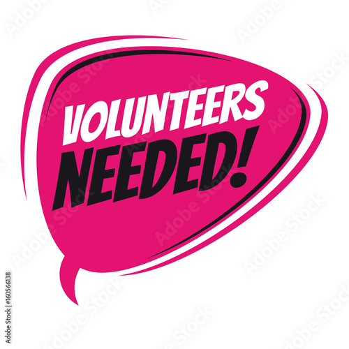 volunteers needed retro vector speech balloon