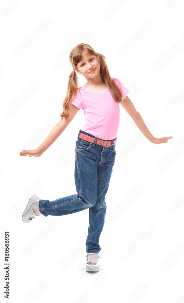 Pretty little girl on white background Pretty little girl on white background