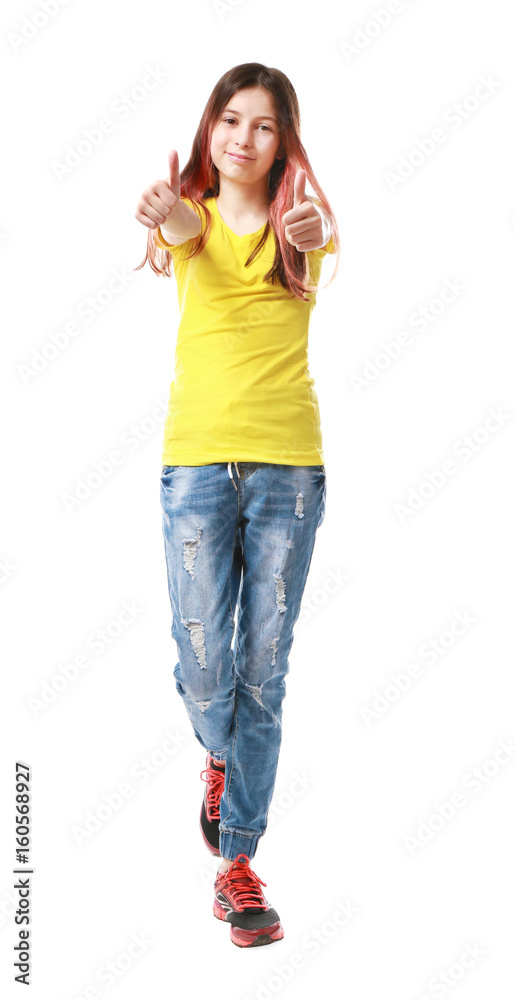 Cute pretty girl on white background Cute pretty girl on white background