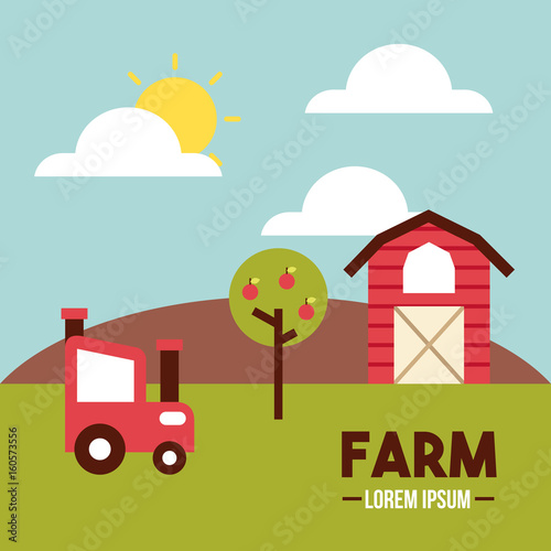 Fototapeta Naklejka Na Ścianę i Meble -  farm lorem ipsum flat icon vector illustration design graphic