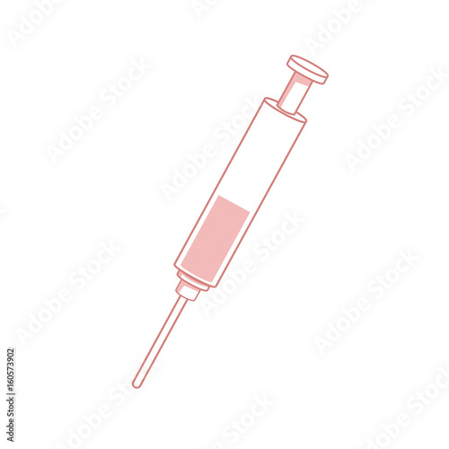 vector colored flat design medical plastic syringe with blue liquid iron needle illustration isolated dark background long shadow